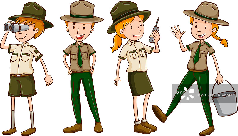 穿棕色制服的公园管理员图片素材