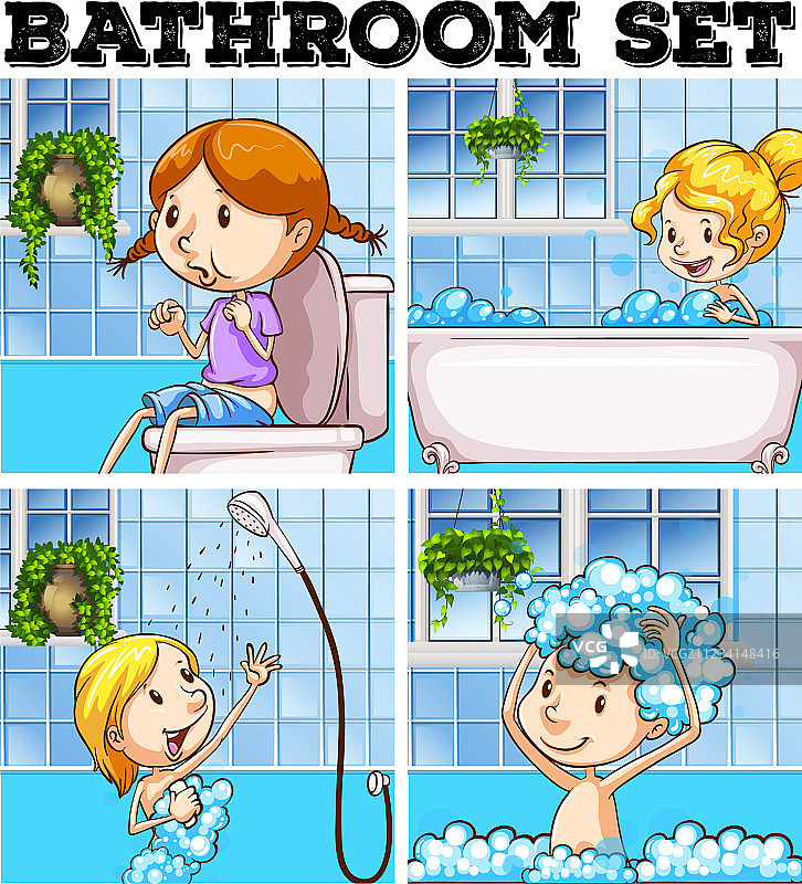 在浴室和卫生间的女孩图片素材