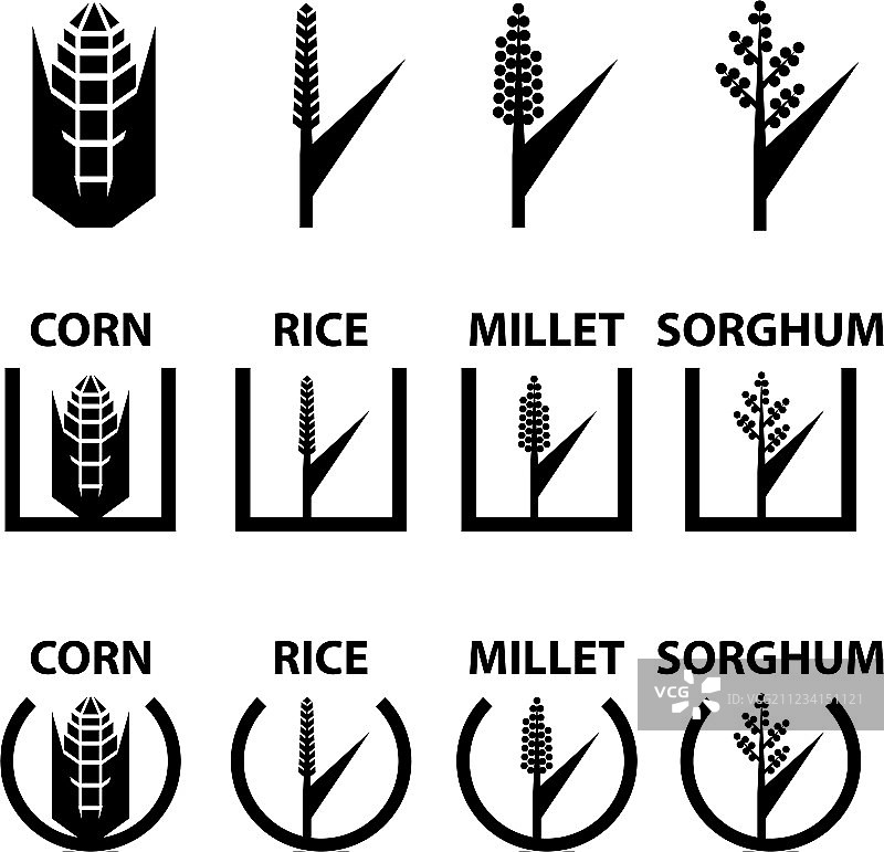 玉米、大米、小米、高粱是谷物的象征图片素材