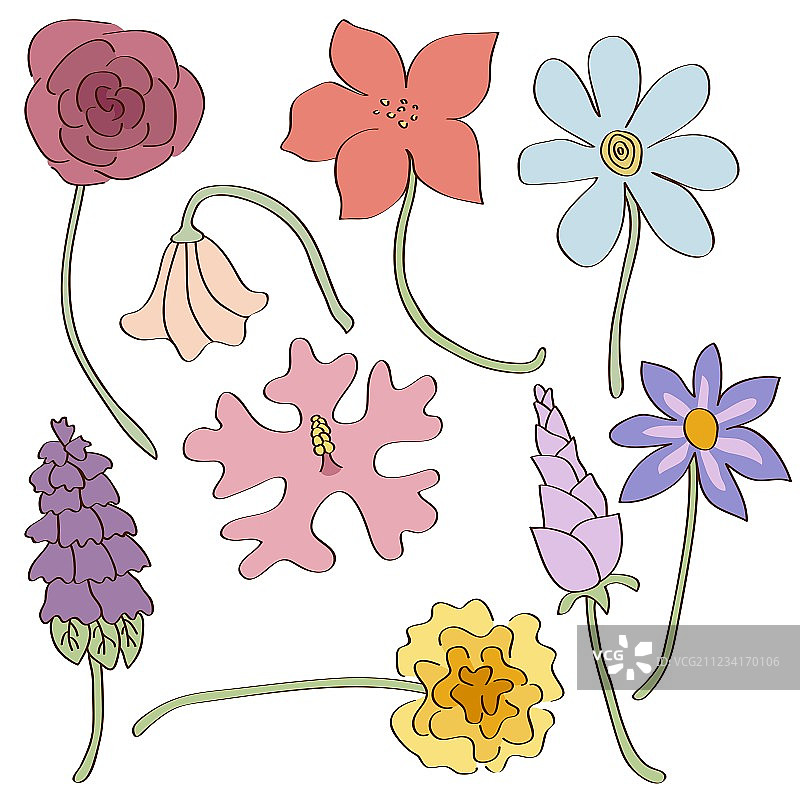 手绘夏季花卉合集图片素材