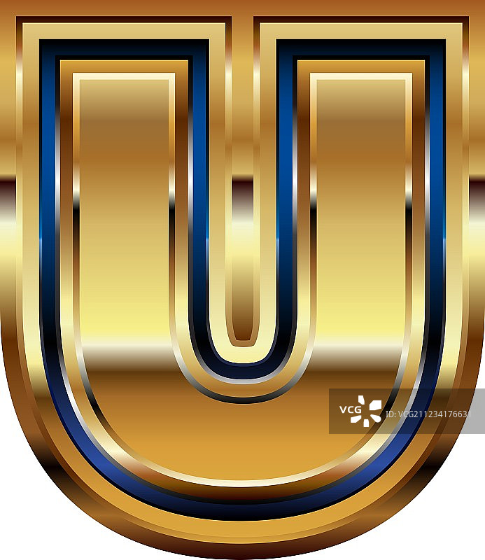 金色字体字母U图片素材
