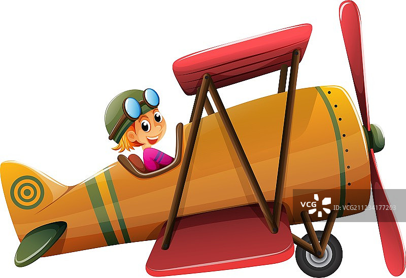 复古飞机上的微笑飞行员图片素材
