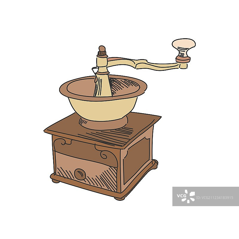 彩色涂鸦咖啡磨图片素材