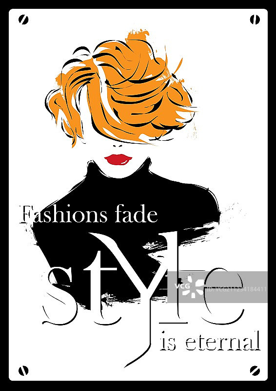 素描风格的时尚女孩图片素材