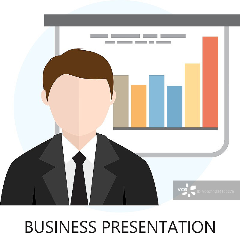 扁平化设计的商务演示图标图片素材