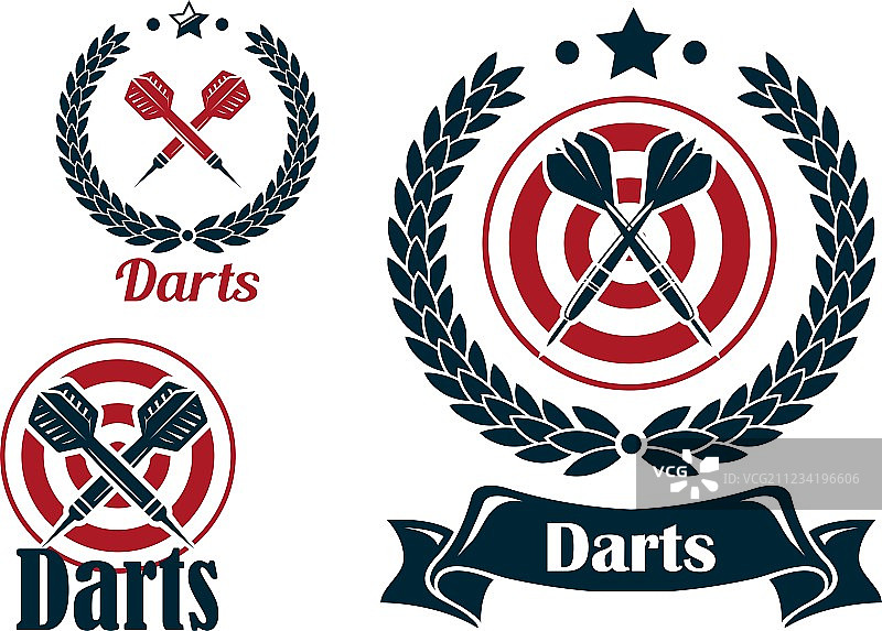 三个不同的飞镖标志或徽章图片素材