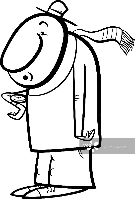 男人看手表填色页图片素材