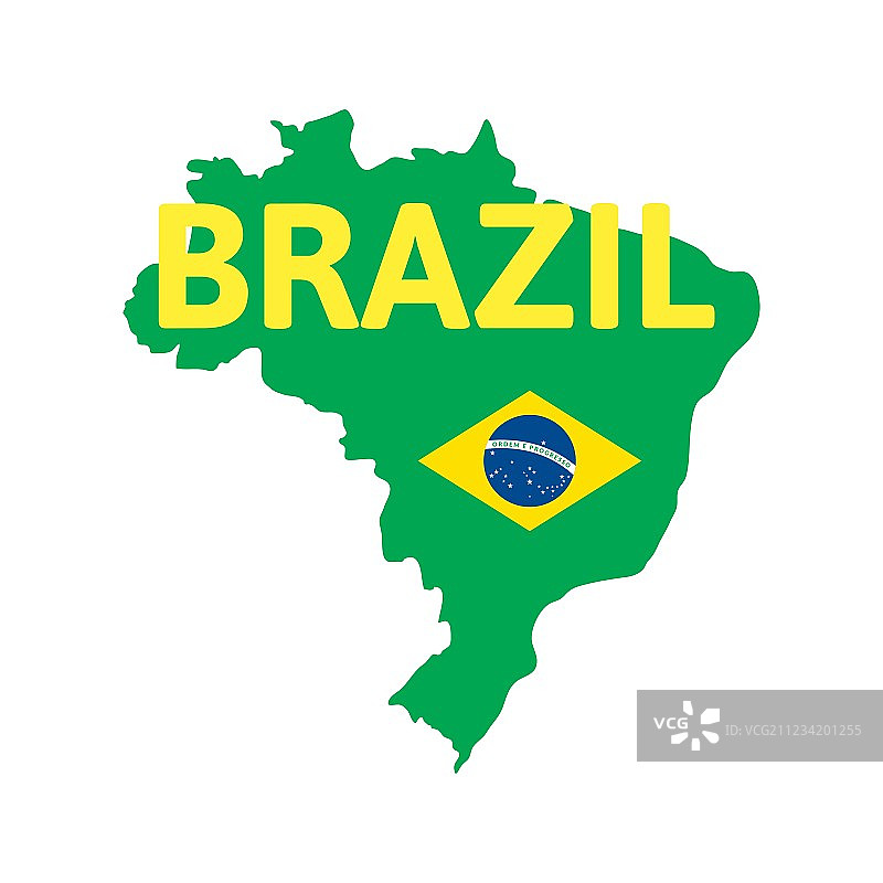 巴西地图扁平简约风格图片素材