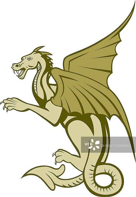 绿色卡通全身龙图片素材