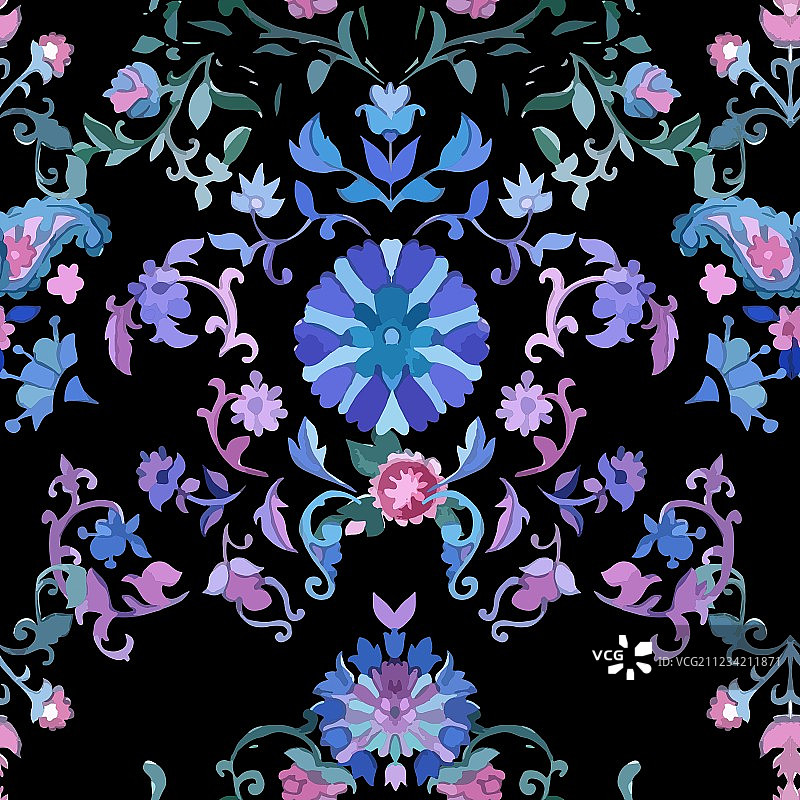 水彩佩斯利无缝图案图片素材