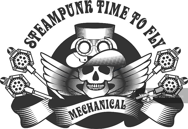蒸汽朋克骷髅徽章图片素材