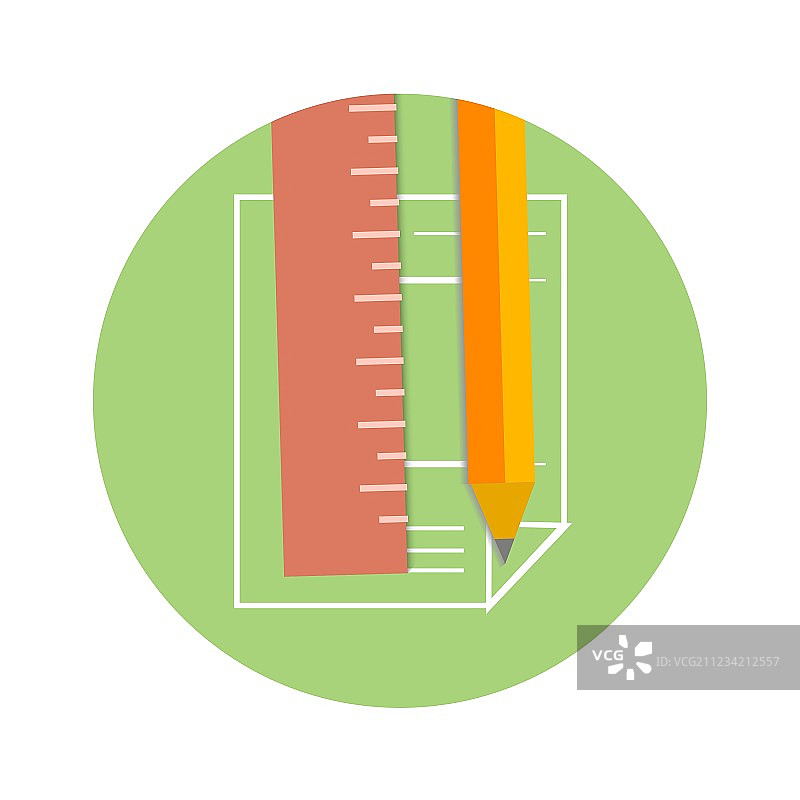 纸上的铅笔和尺子图标图片素材