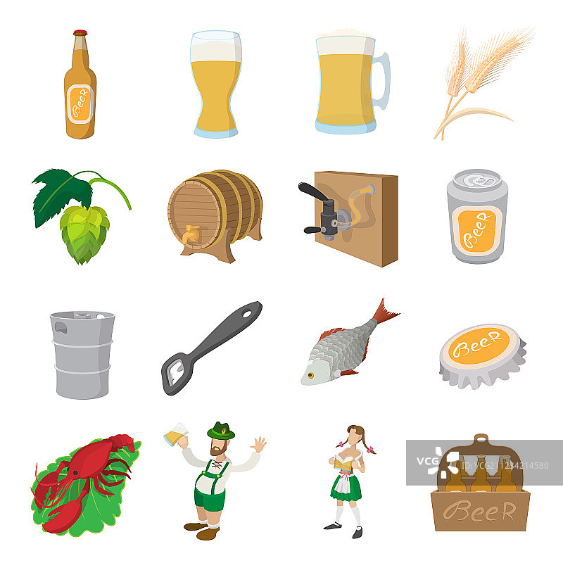 慕尼黑啤酒节啤酒卡通图标合集图片素材
