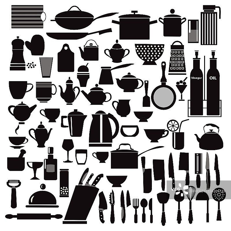 厨房用品和餐厅图标图片素材