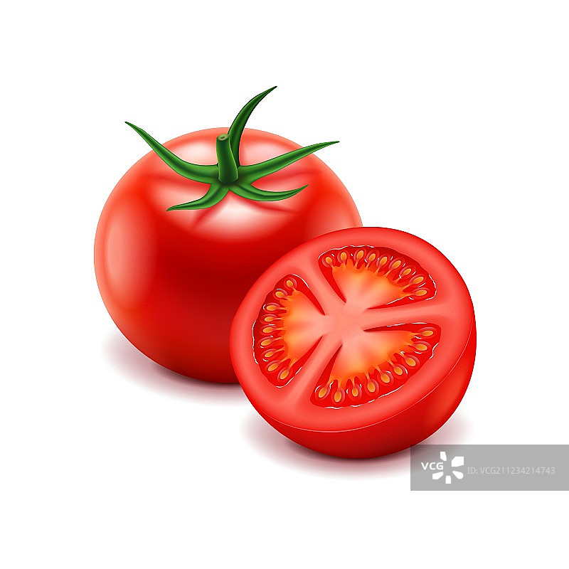 白色背景上的番茄切片图片素材
