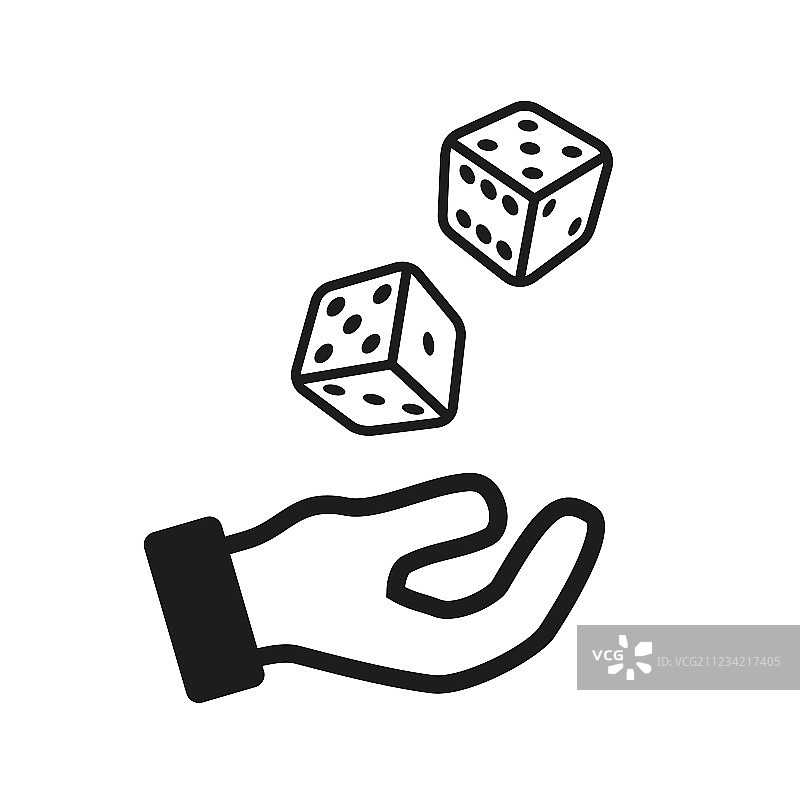 男性手掷骰子，与白色背景隔离图片素材