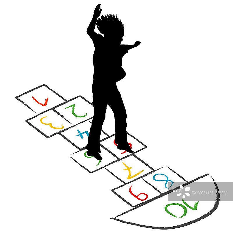 儿童跳房子的轮廓图片素材