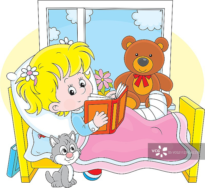 骨折的生病女孩图片素材