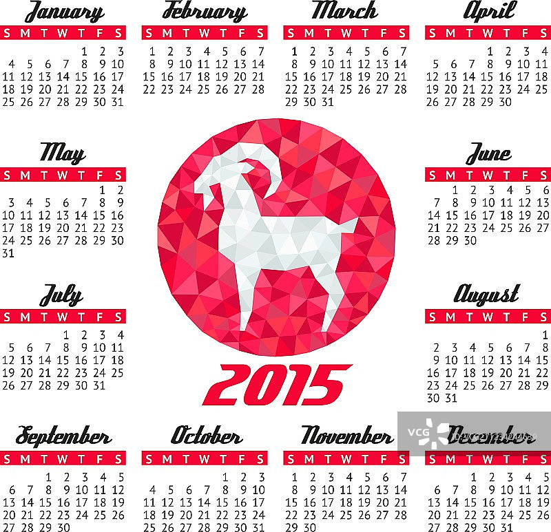 红色山羊日历圆形图案图片素材