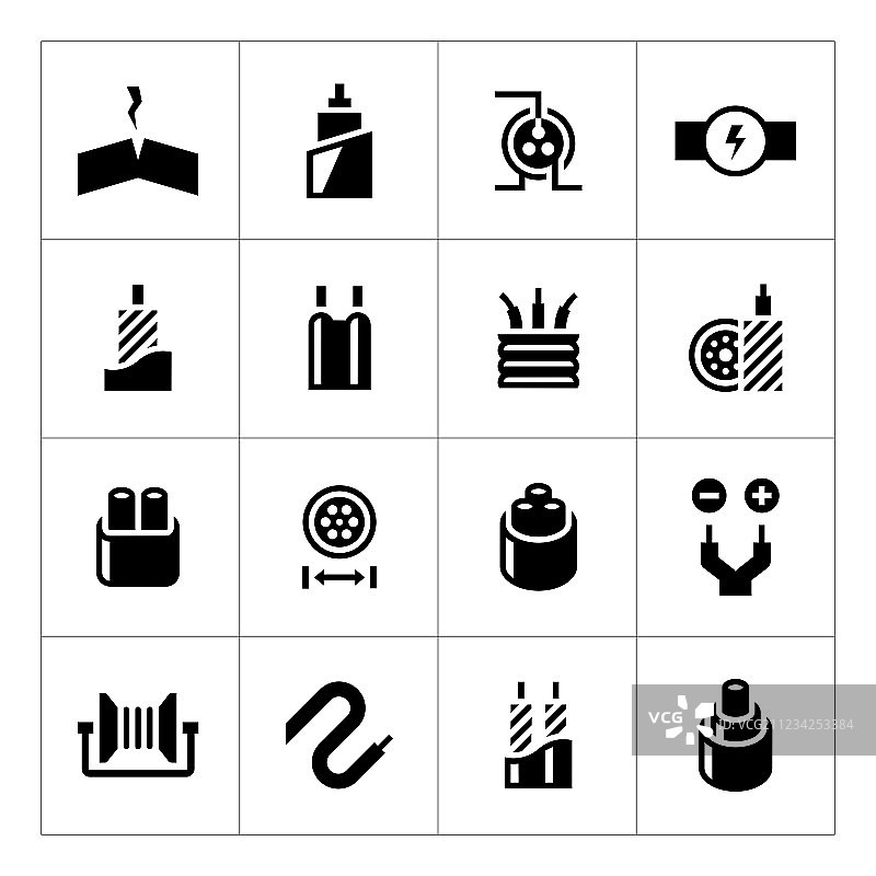 电缆和电线图标集图片素材