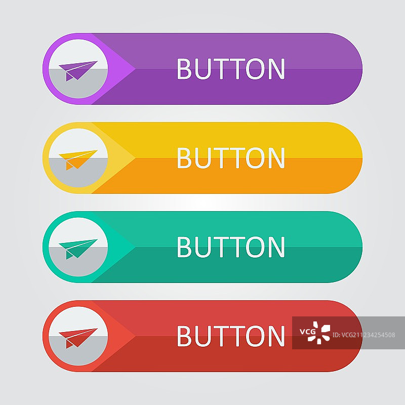 带有纸飞机图标的扁平按钮图片素材