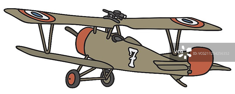 老式军用双翼飞机图片素材