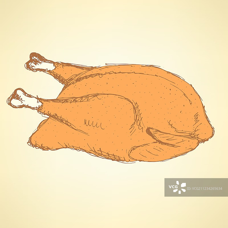 复古风格的烤火鸡素描图片素材