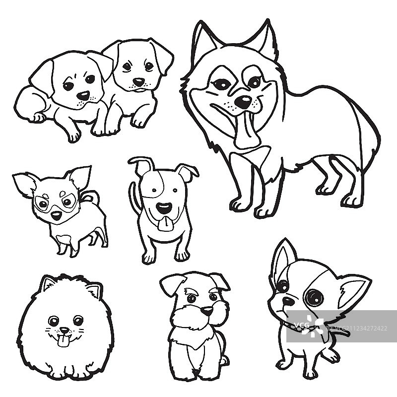 涂色书狗狗套装图片素材