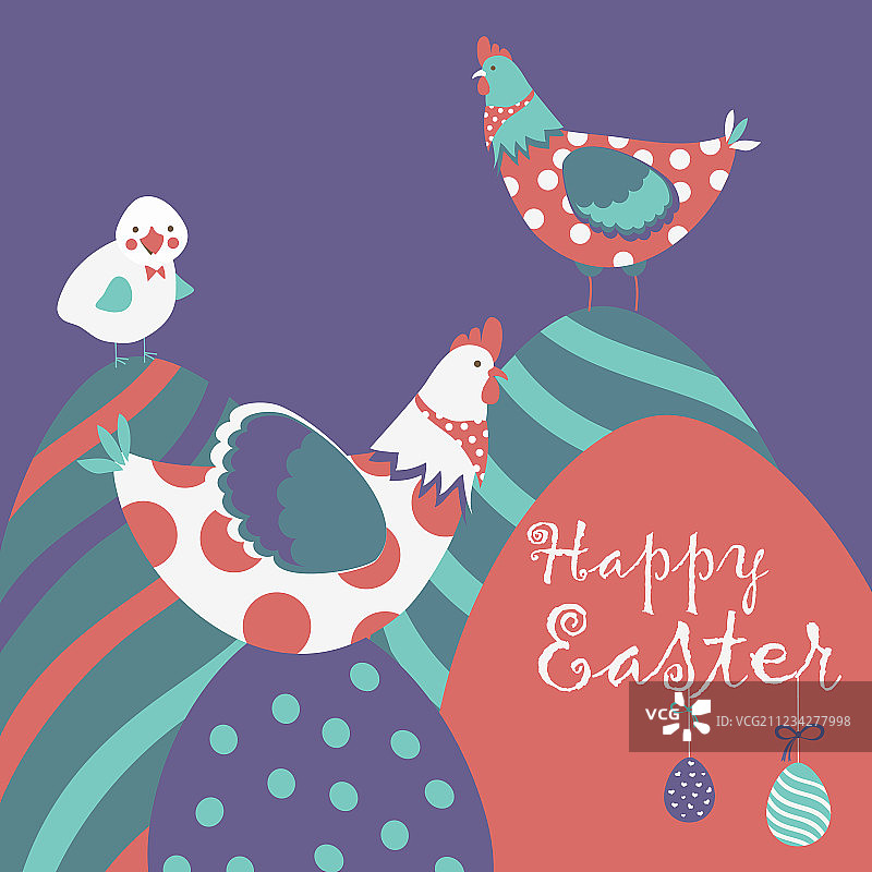 复活节小鸡搭配复活节彩蛋图片素材