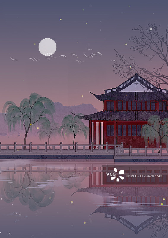 杭州西湖十景平湖秋月图片素材