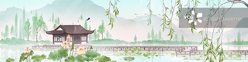 杭州西湖十景曲院风荷图片素材