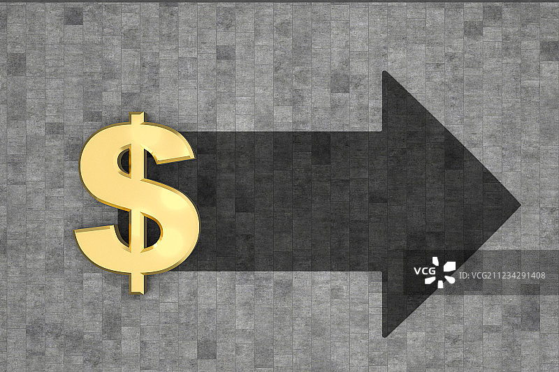 3D美元符号和箭头图片素材