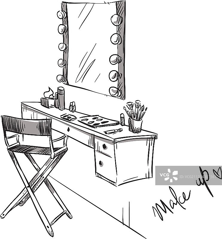 梳妆台和折叠椅图片素材