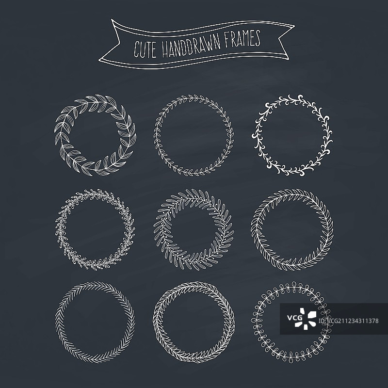 黑板上的浪漫花环图片素材