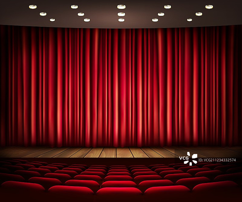 带幕布的电影院或剧院场景图片素材