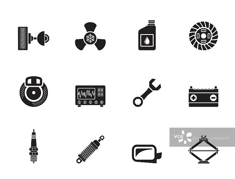 汽车零件和服务图标剪影图片素材
