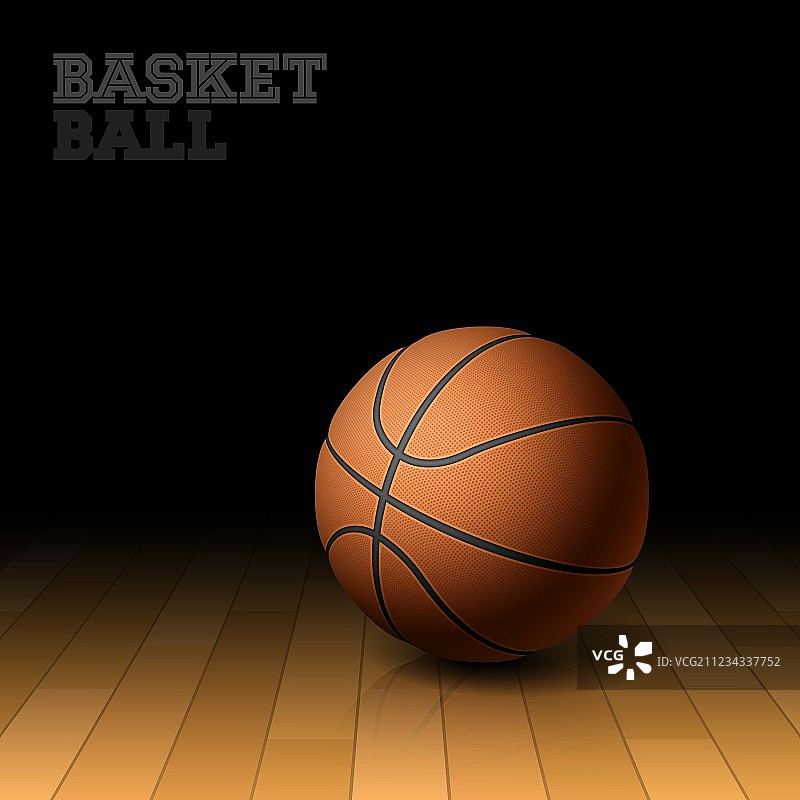 硬木球场地板上的篮球图片素材