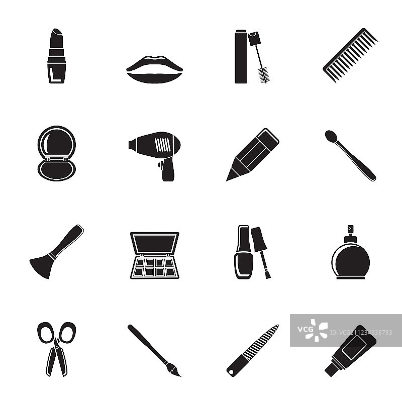 美妆美发图标剪影图片素材