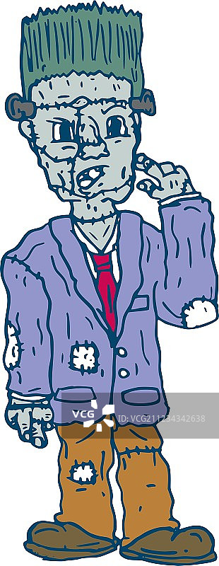 站立的科学怪人卡通形象图片素材