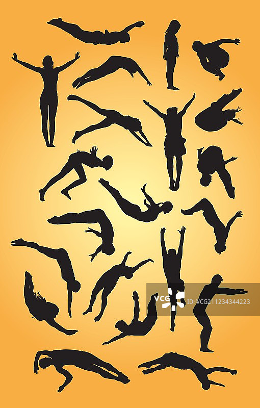 跳跃运动剪影图片素材