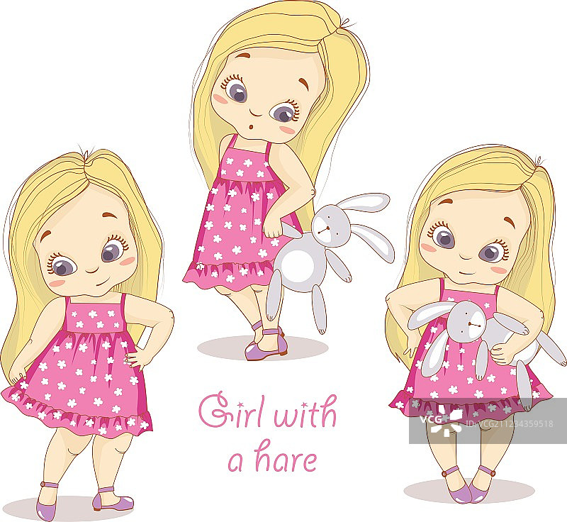 抱着兔子的女孩图片素材