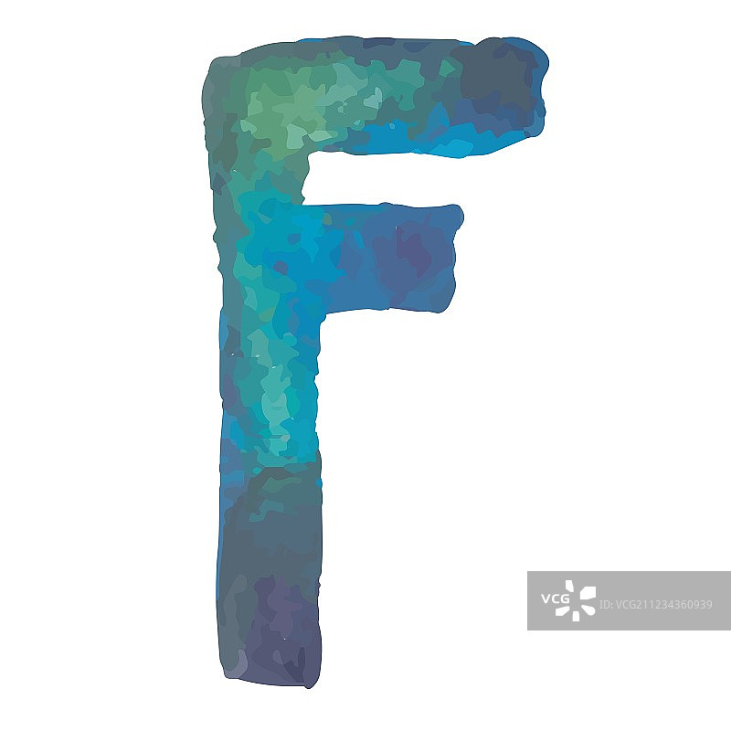 彩色水彩字母F图片素材