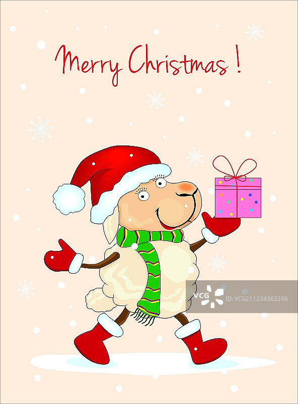 带着礼物的绵羊图片素材