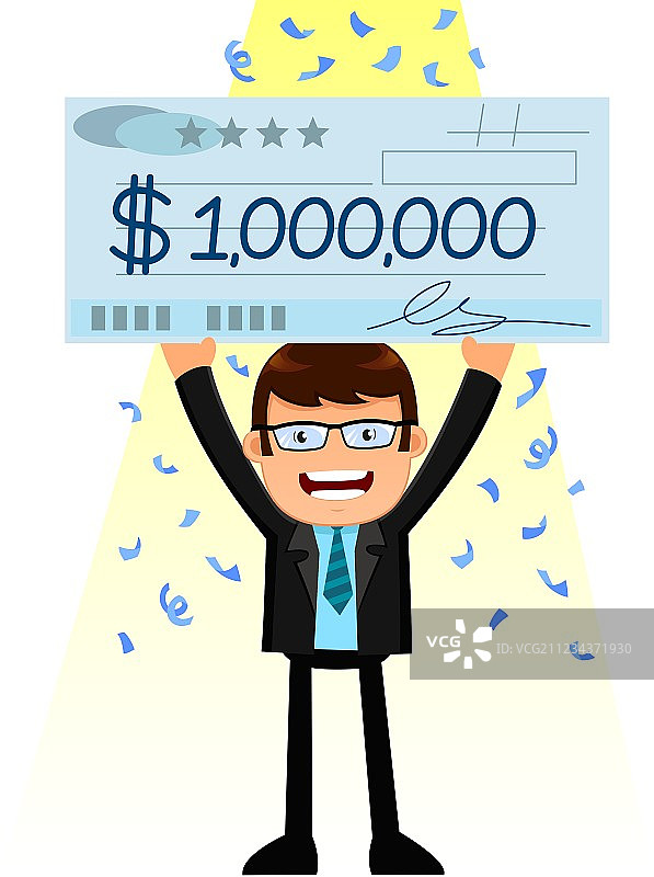 手持大额支票的男人图片素材