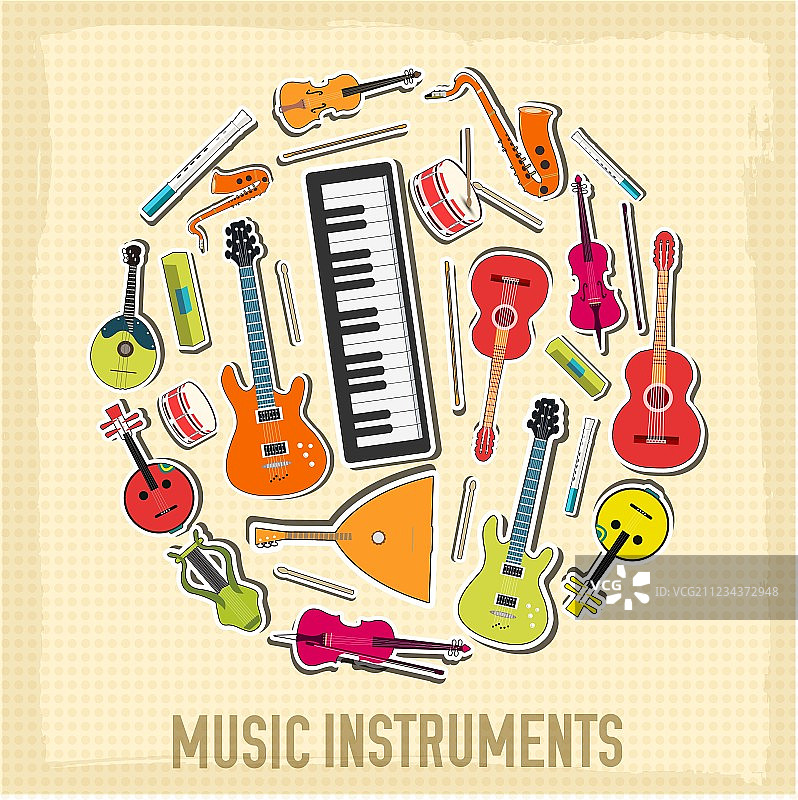扁平风格的乐器背景概念图片素材