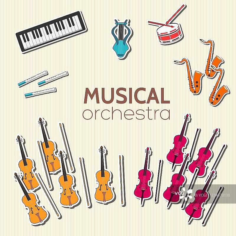 扁平风格的乐器背景概念图片素材