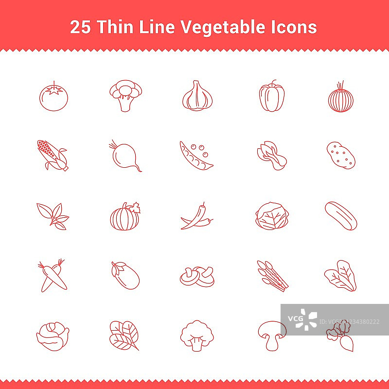细线蔬菜图标集图片素材