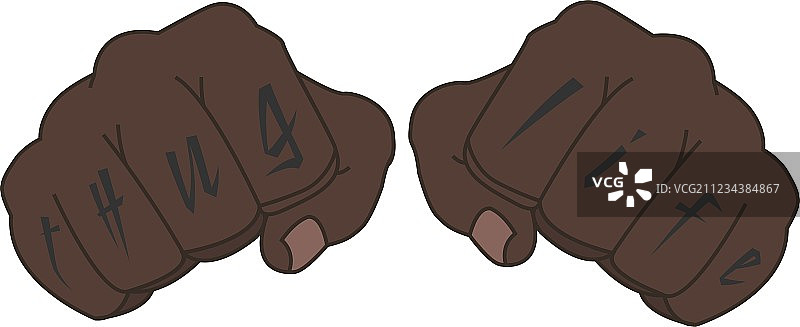 手指上有纹身的黑人男子拳头图片素材