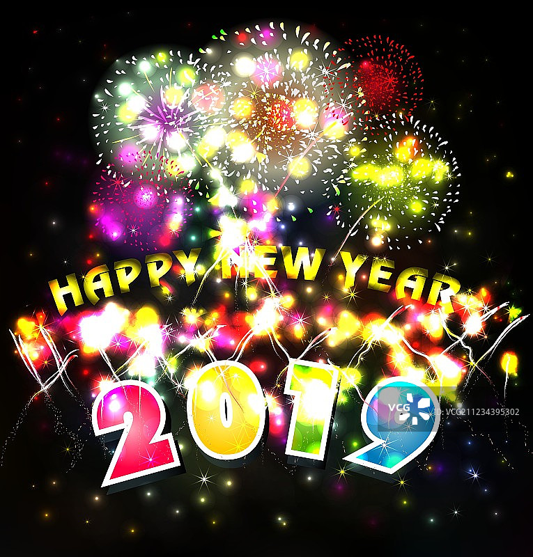 烟花烂漫，新年快乐图片素材