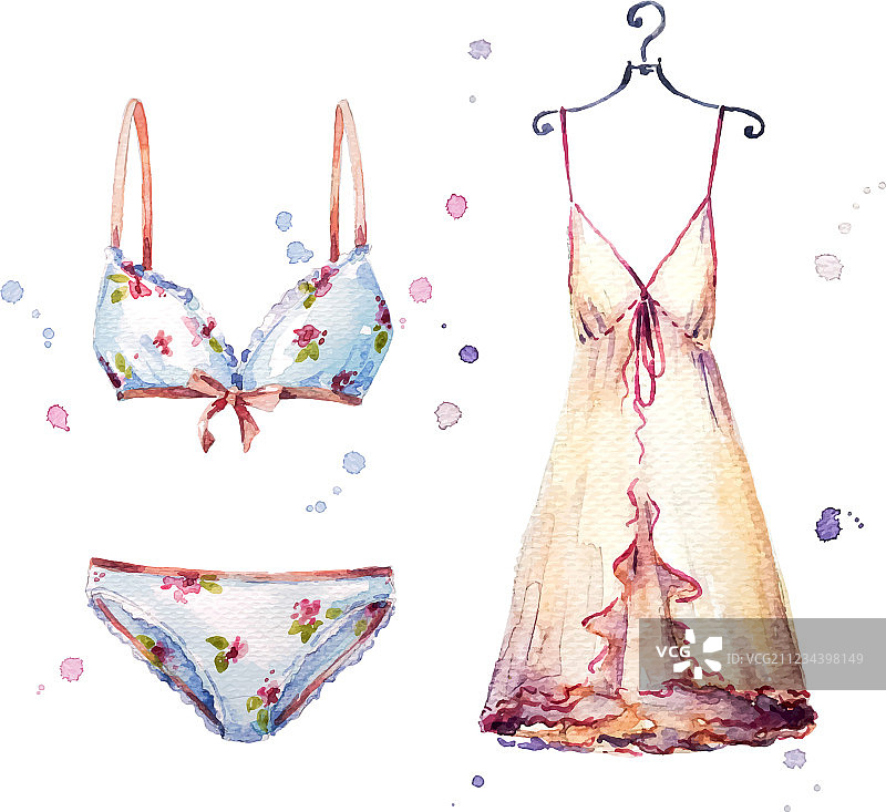 手绘水彩内衣图片素材